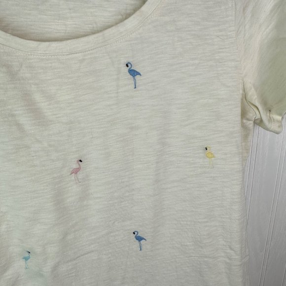 Talbots Cream Flamingo short sleeve t-shirt‎ size Medium - Picture 3 of 4